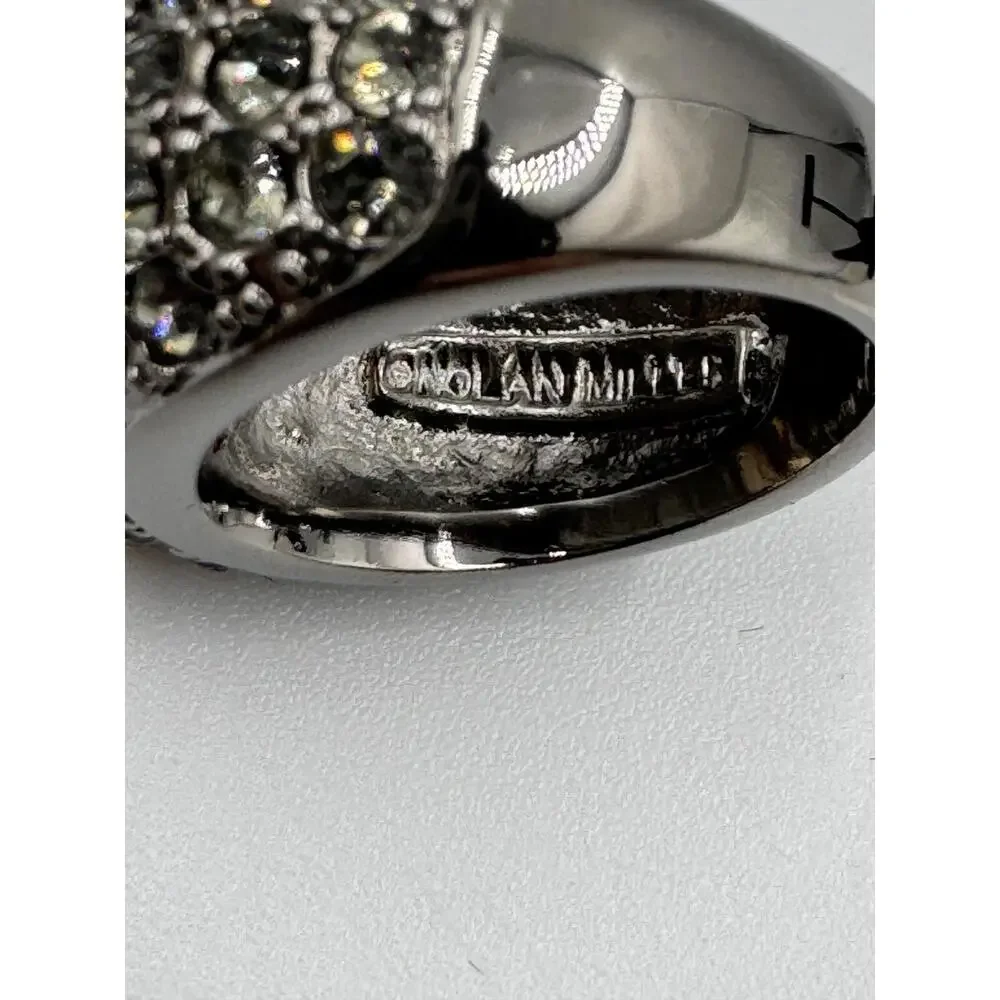 Nolan Miller Sparkly Peach CrystalGun‎ Metal Band Cocktail Statement Ring Size 6